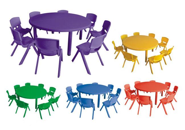 고무를 가진 유치원 교실을 위한 다채로운 둥근 유치원 플라스틱 아이 테이블 가구는 배우를 응원합니다